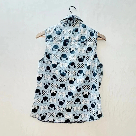 Disney || Women's Vintage Minnie Mouse Chambray Cotton Vest Large - Picture 2 of 10